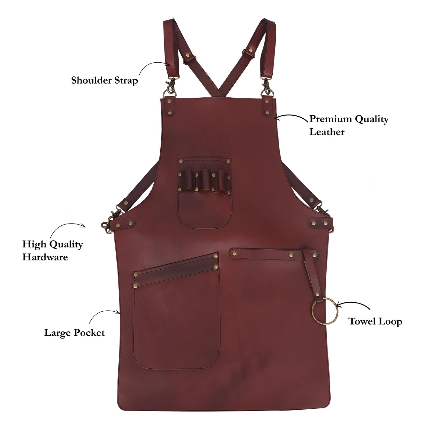 Full Grain Leather Apron – Handmade Cross-Back Work Apron for Professionals