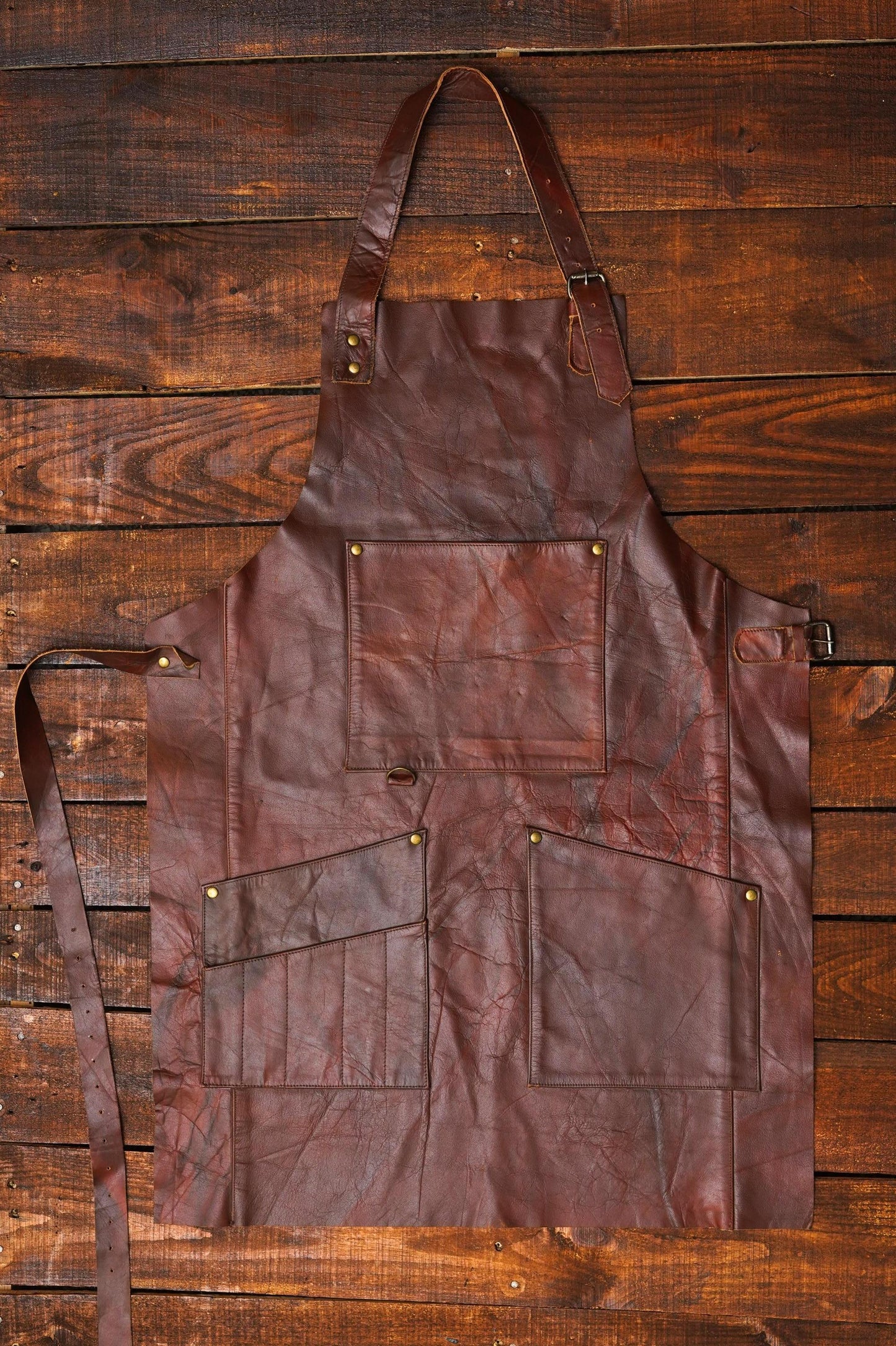 Handmade Leather Apron: Chef, BBQ, Woodworking - Adjustable Fit