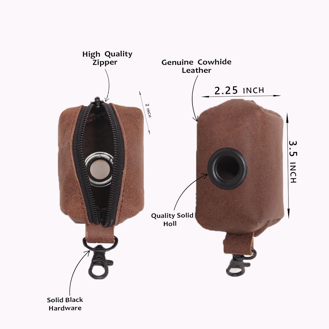 Handmade Leather Dog Poop Bag Holder: Durable Pet Waste Dispenser