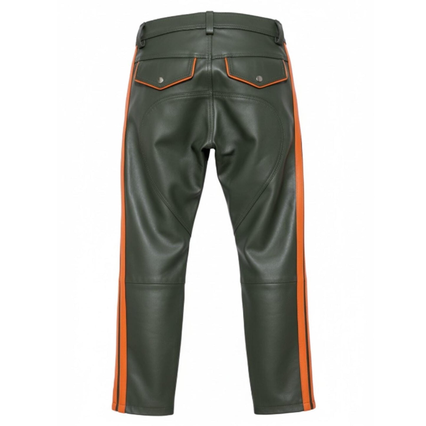 Men's Brown Cowhide Leather Biker Pants