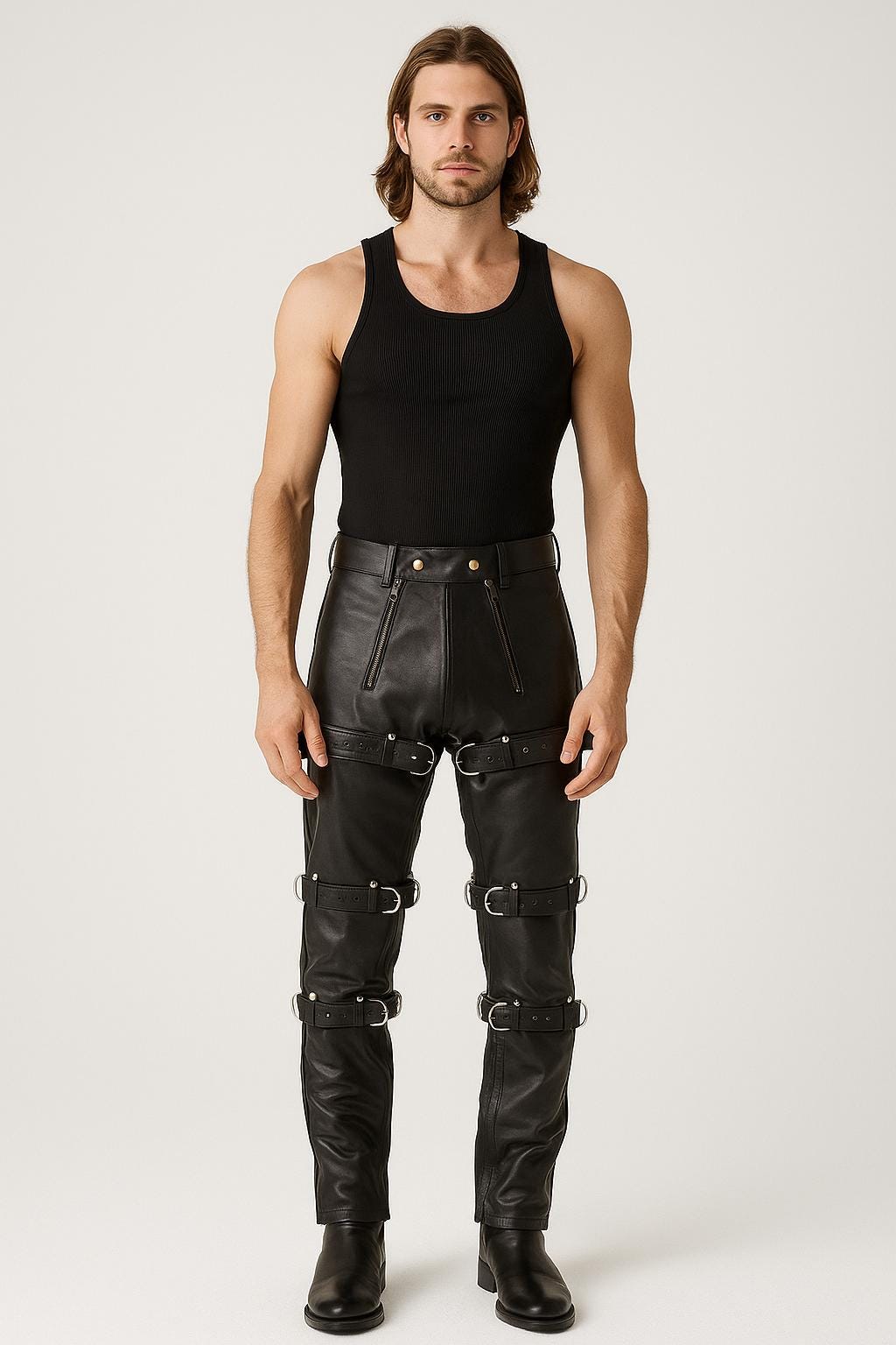 Genuine Sheep Leather Pants - Leather Gay Pant And Chaps, Men Trousers, Biker Uniform, Partywear