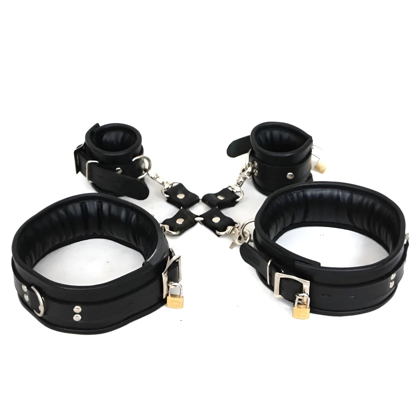 Cuffs Set | Adjustable Waist Belt, Thigh, Wrist & Ankle Cuffs with Connector – Full Restraint Set