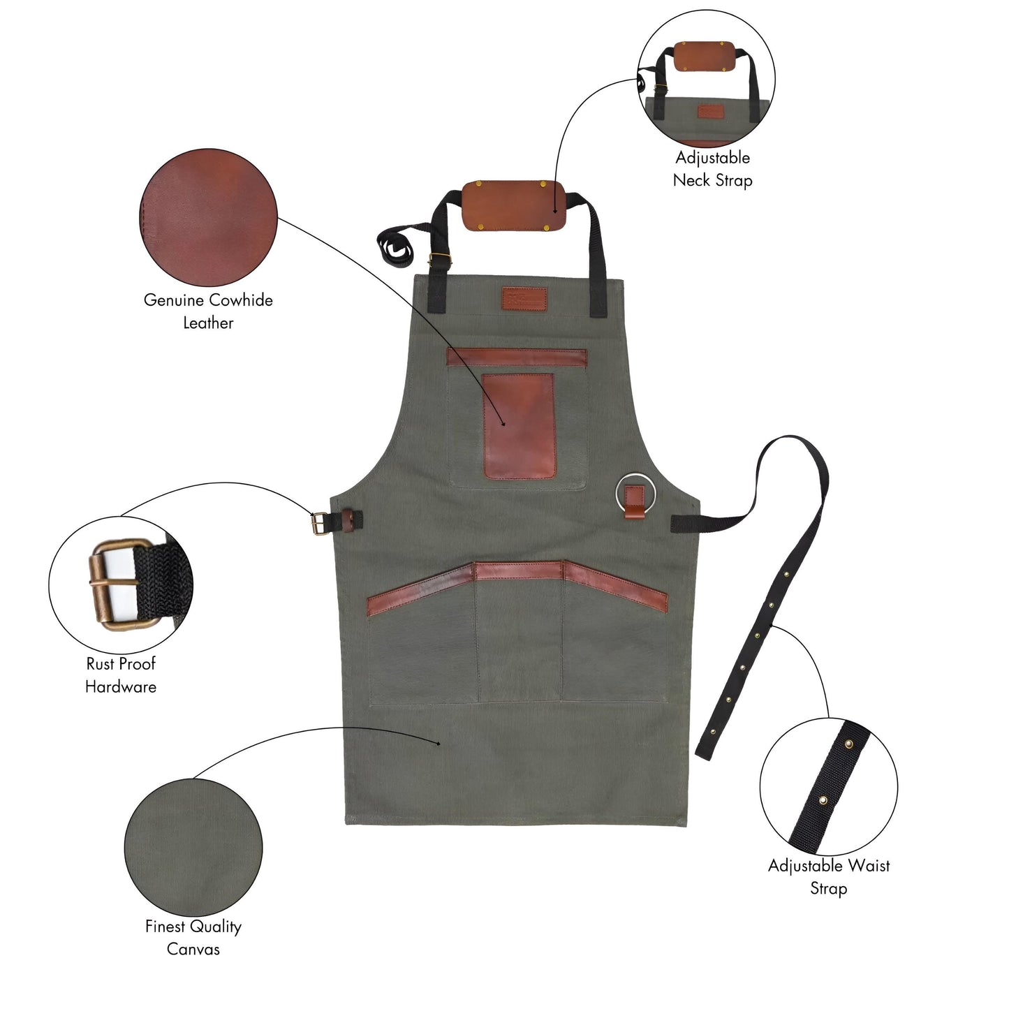 Canvas Apron - Workshop , Bartender's, Embroidered Kitchen, Barbeque , Bartender, Chef Aprons