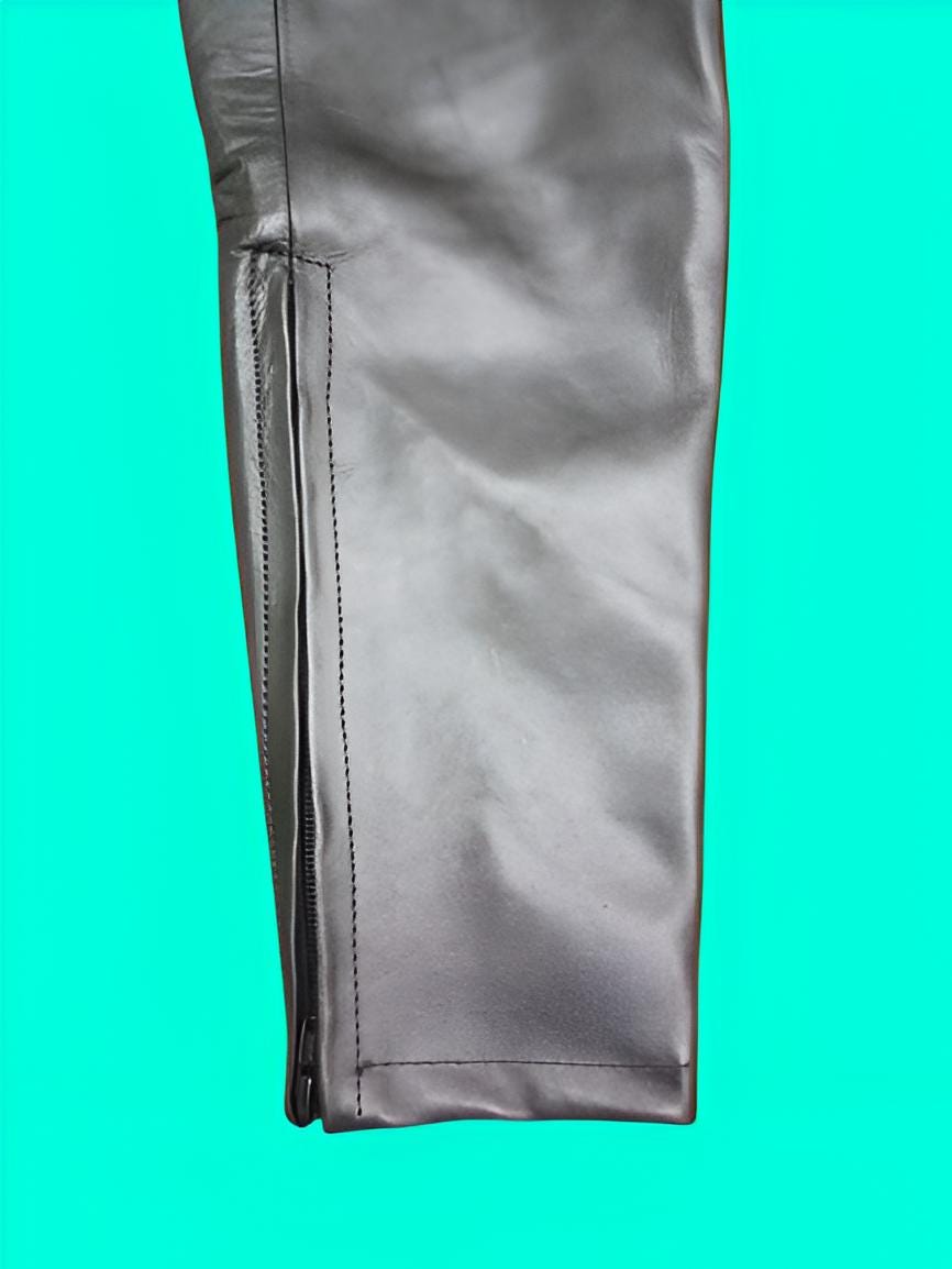 Handmade Cowhide Leather Biker Pants - Slim Fit Gothic Trousers