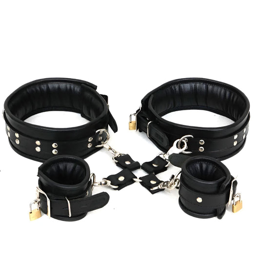 Cuffs Set | Adjustable Waist Belt, Thigh, Wrist & Ankle Cuffs with Connector – Full Restraint Set