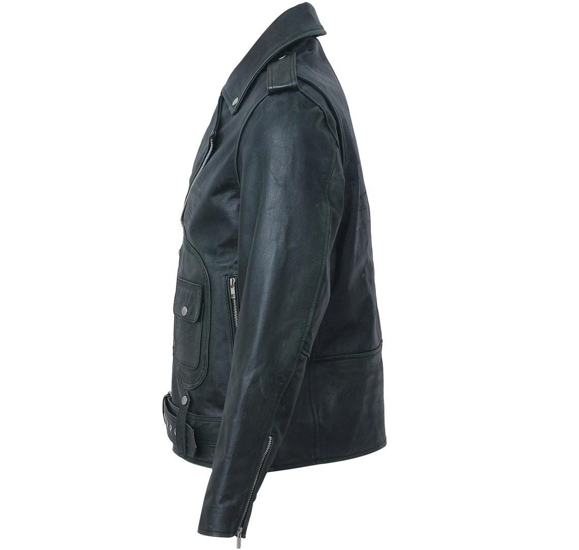 Handmade Cowhide Leather Biker Jacket | Slim Fit Punk Streetwear