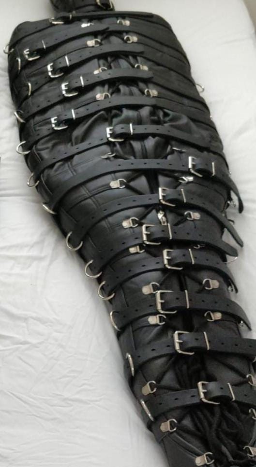 Genuine Leather Sleep Sack Body Bag with Belts – Full Body Restraint Bag –  13 Colors Available