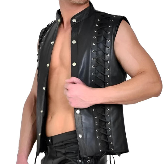 Men’s Classic Motorcycle Leather Vest