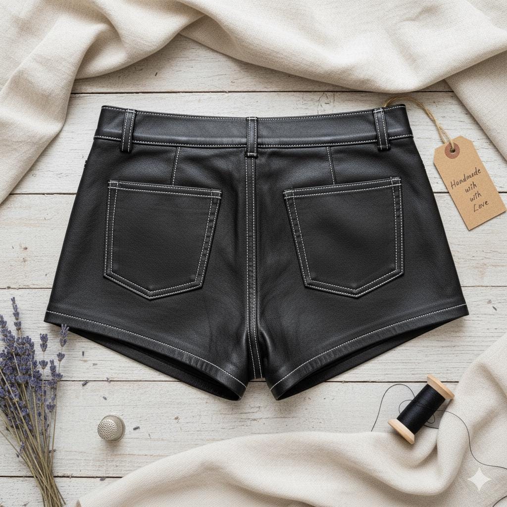 Handmade Sheep Leather Booty Shorts - Women Clubware & Summer short - Gay clothing