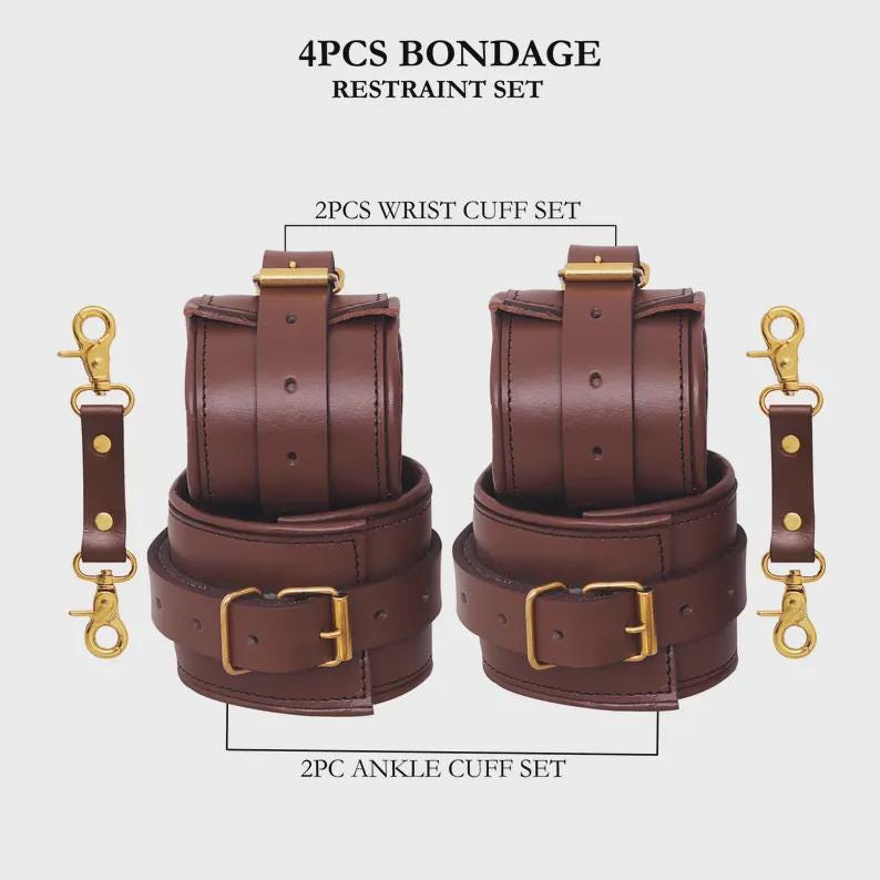 Premium Leather Restraint Cuffs Set 4-piece