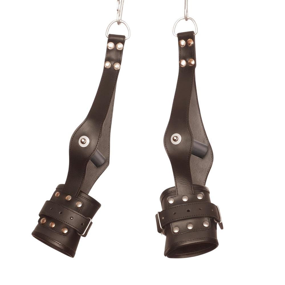 Leather Wrist Suspension Cuffs – Adjustable Padded Cuffs with Steel Hardware