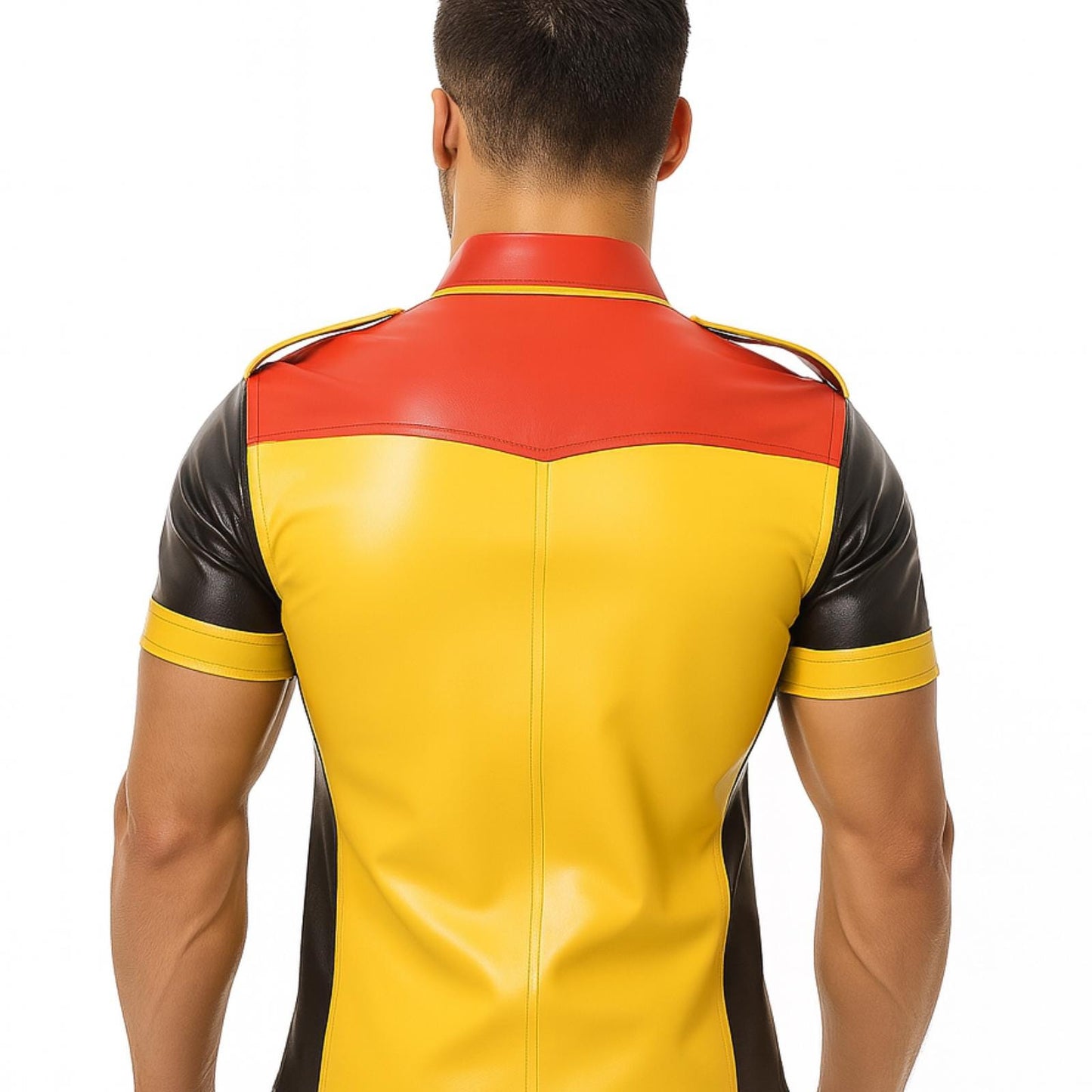 Handmade Black Sheep Leather Biker Shirt: Men's Police Uniform