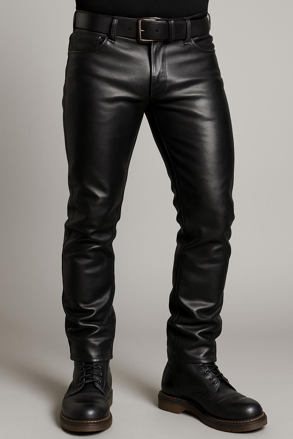 Handmade Cowhide Leather Biker Pants: Punk Gothic Trousers
