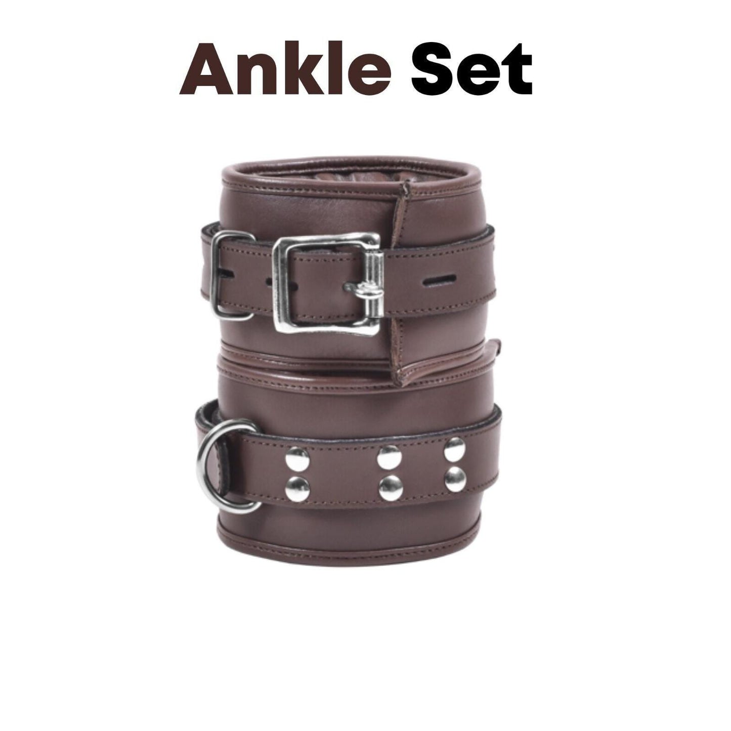 Adjustable Leather Restraint Cuffs Set - Waist, Thigh, Wrist & Ankle with Connector - BDSM Gear