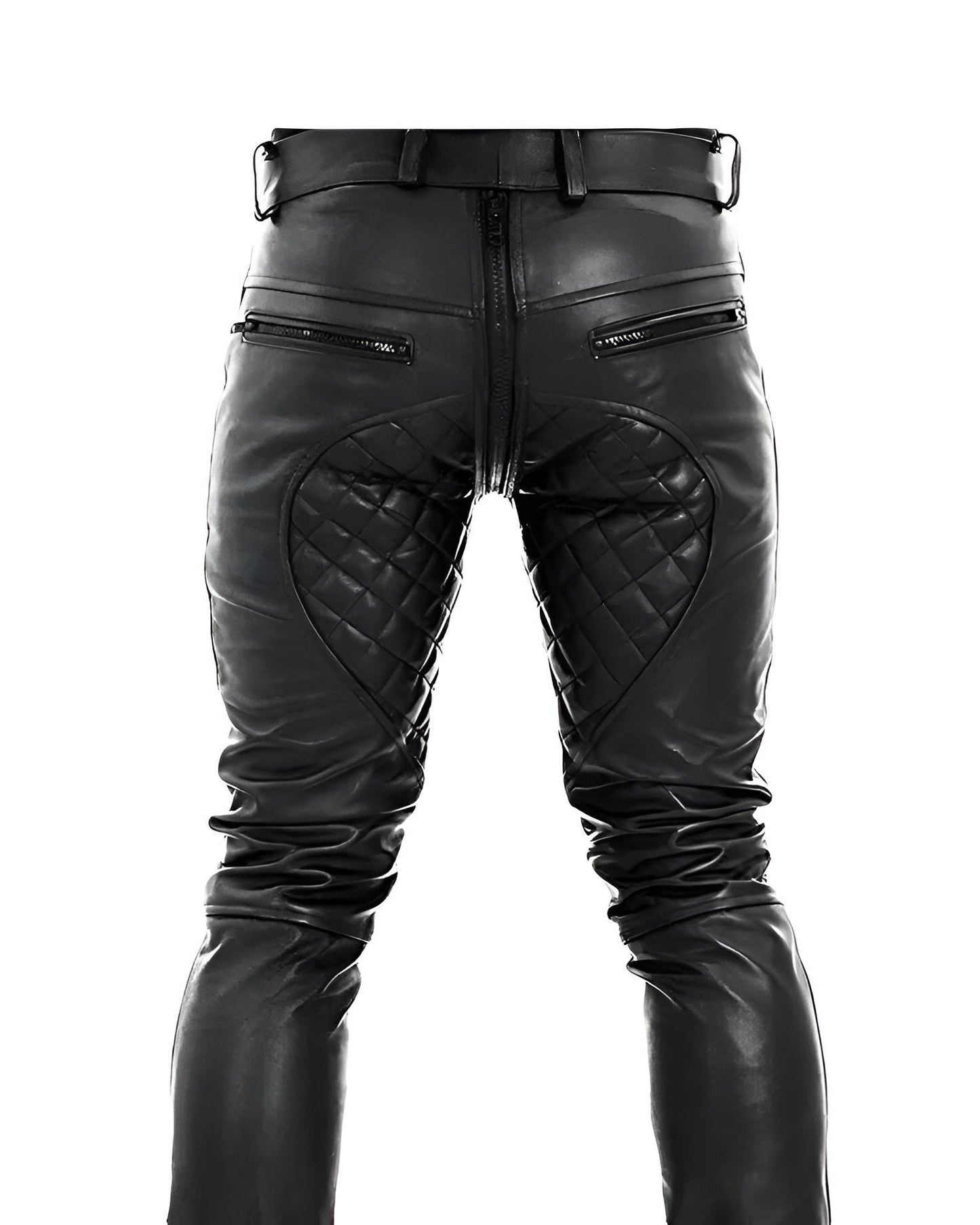 Handmade Black Leather Lace-Up Biker Pants | Gothic Rock Trousers