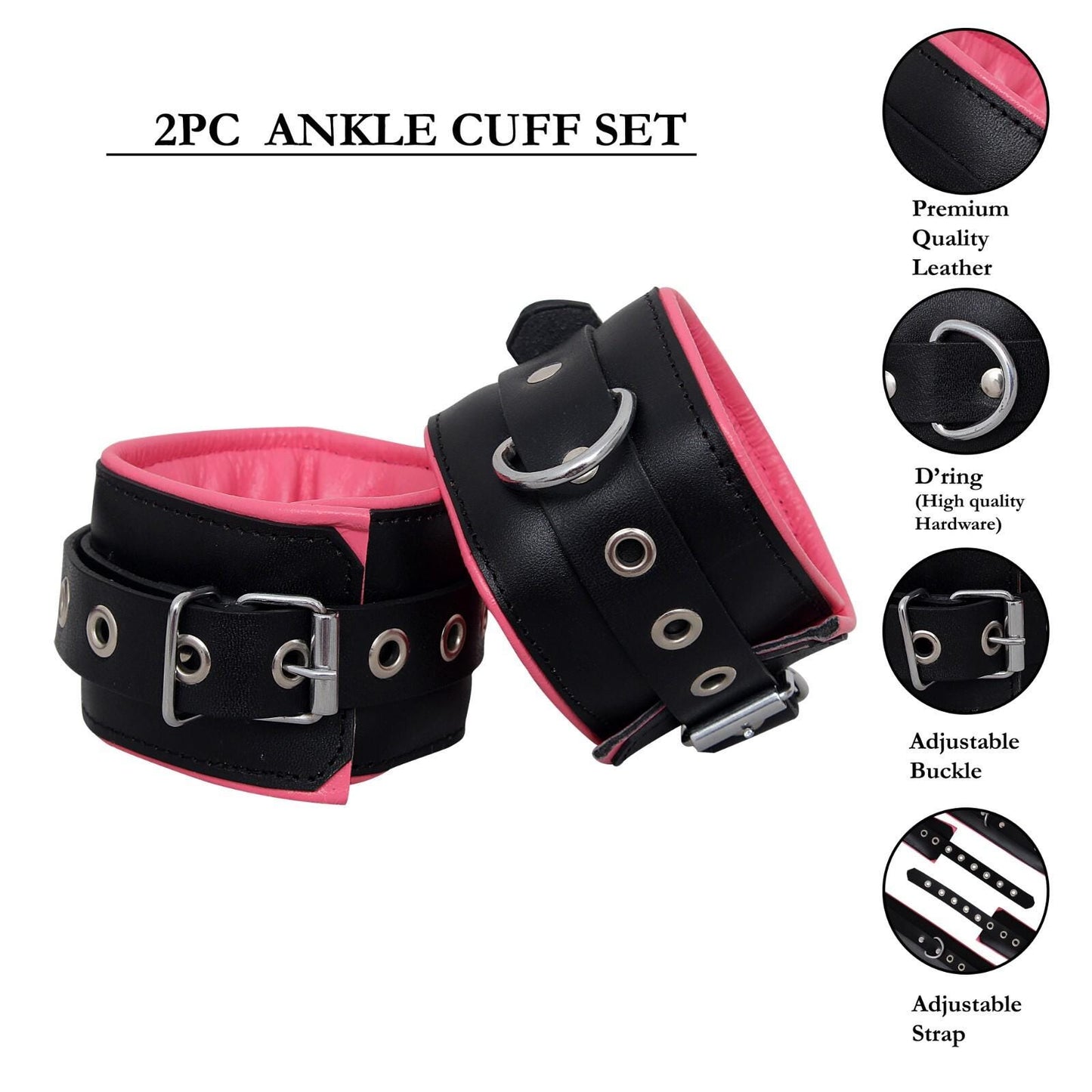 Cuffs Set | Adjustable 7-pcs Waist Belt, Thigh, Wrist & Ankle Cuffs with Connector – Full Restraint Set - Blackpink inspired - Personalized