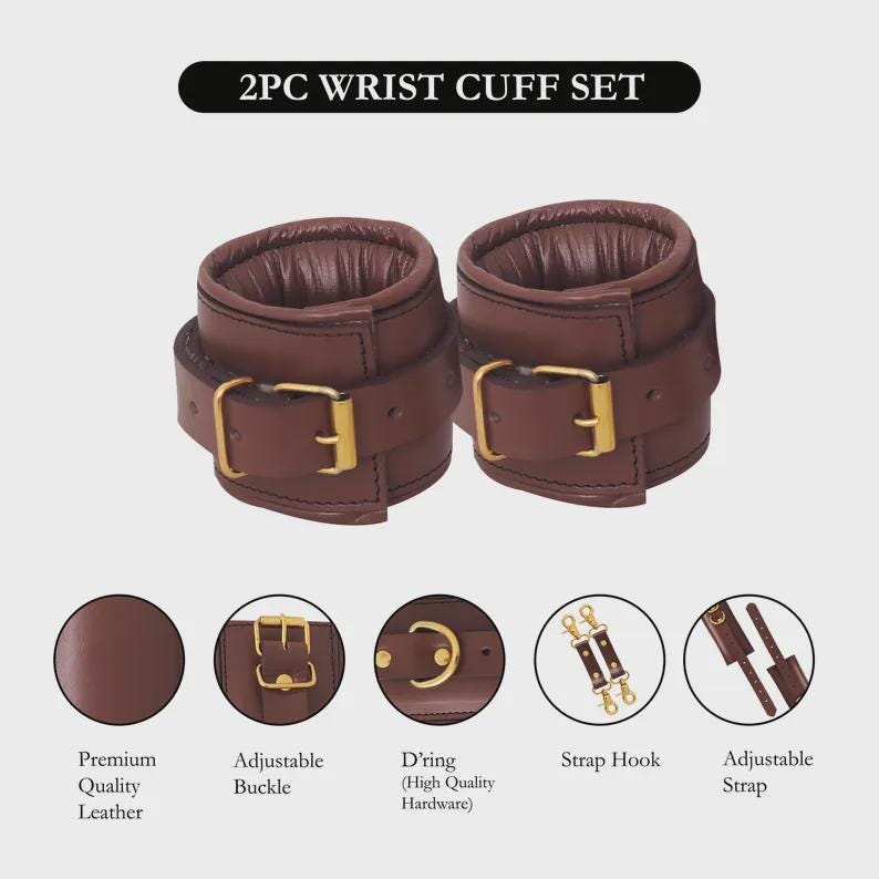 Premium Leather Restraint Cuffs Set 4-piece