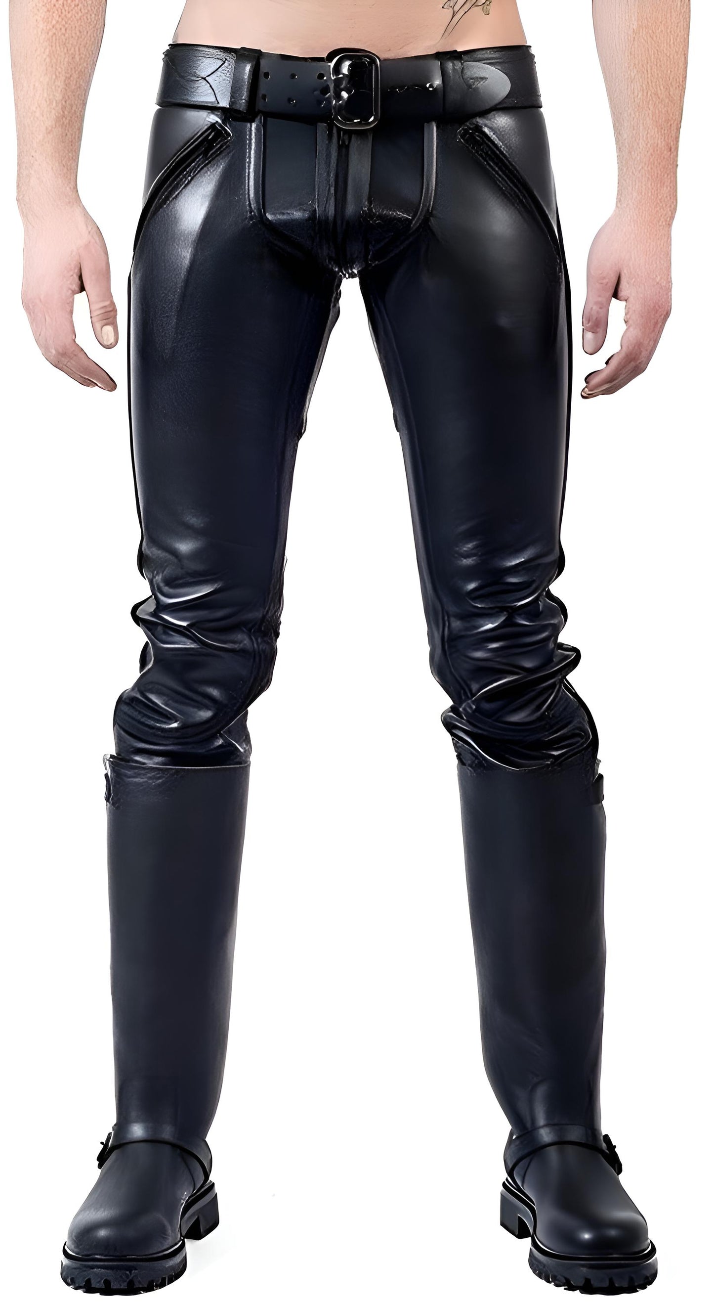 Handmade Black Sheep Leather Pants | Men's Slim Fit Jeans