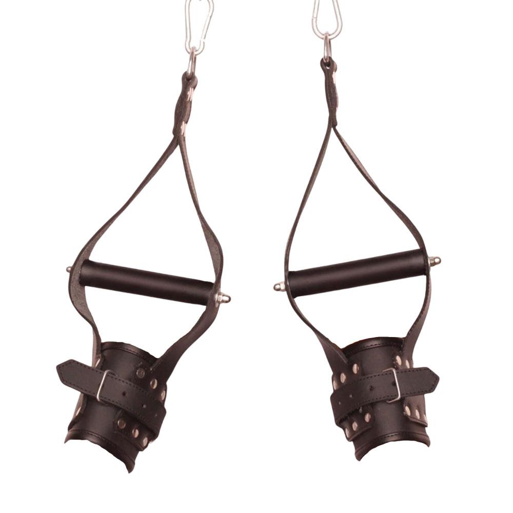 Leather Wrist Suspension Cuffs – Adjustable Padded Cuffs with Steel Hardware