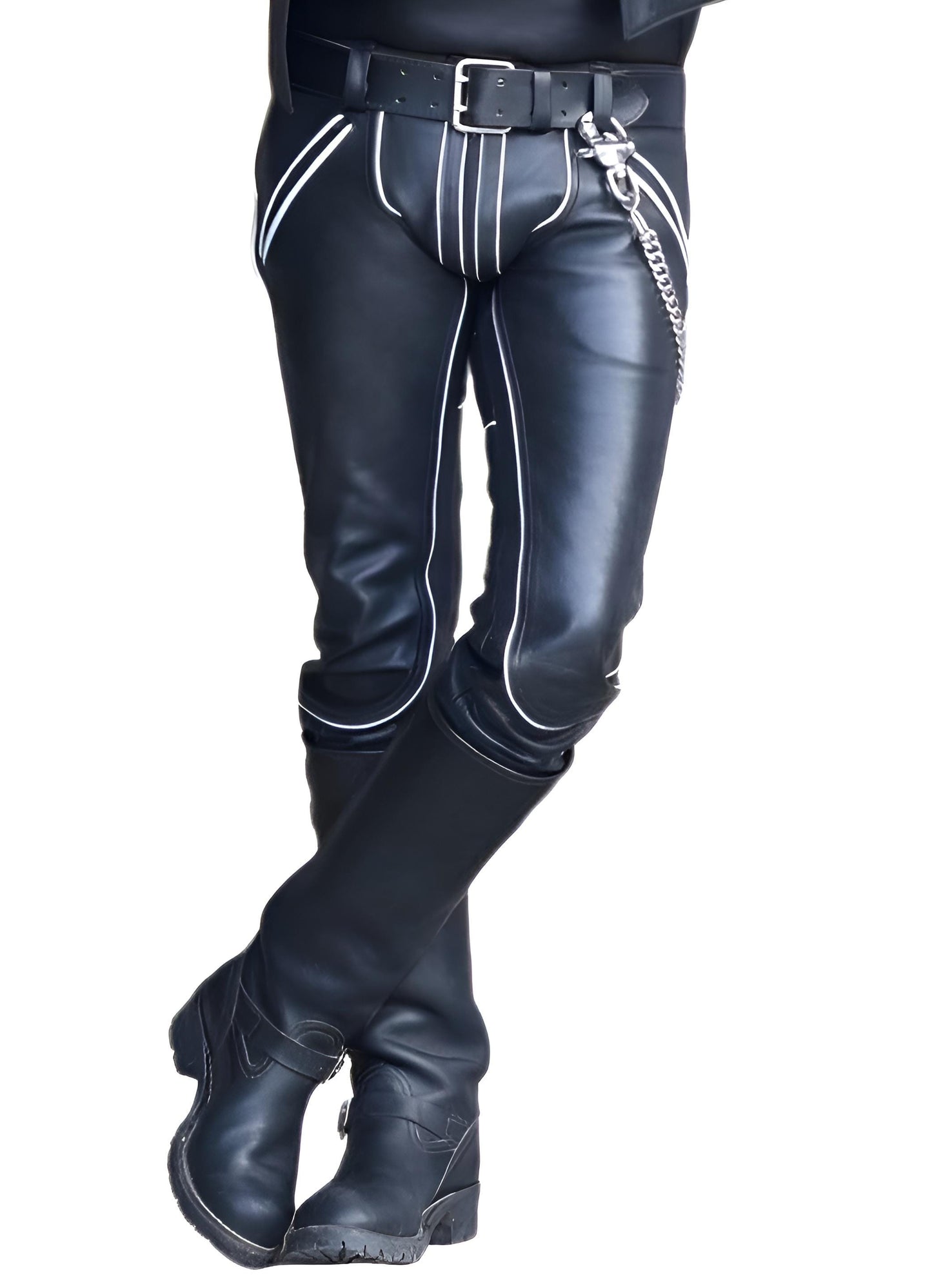 Handmade Cowhide Leather Biker Pants - Slim Fit Gothic Trousers