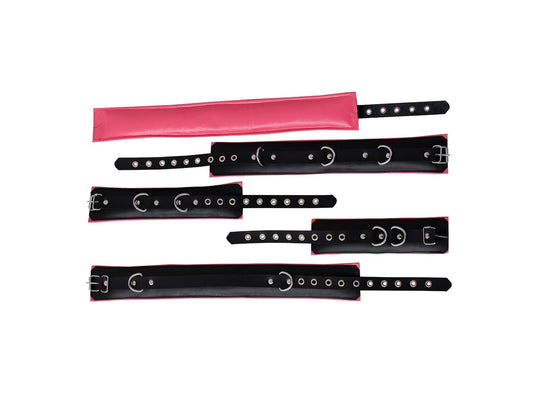 Cuffs Set | Adjustable 7-pcs Waist Belt, Thigh, Wrist & Ankle Cuffs with Connector – Full Restraint Set - Blackpink inspired - Personalized