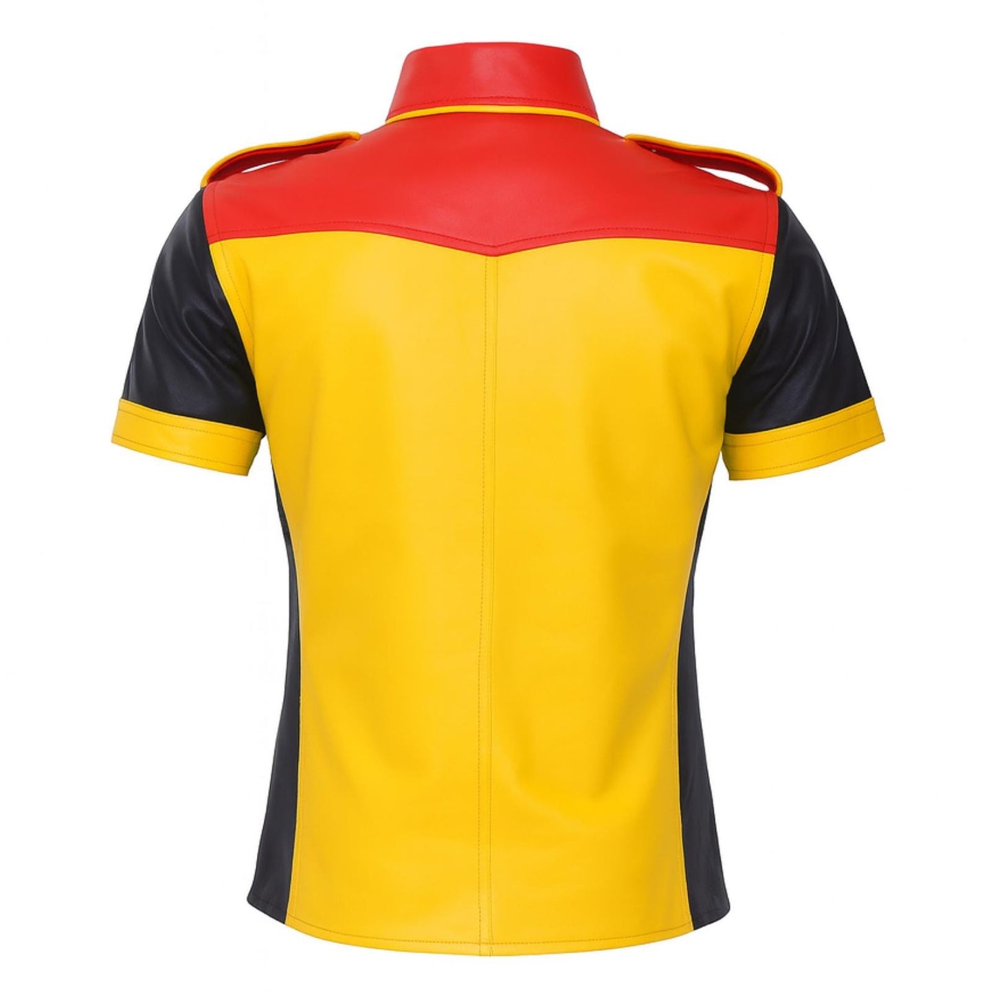 Handmade Black Sheep Leather Biker Shirt: Men's Police Uniform