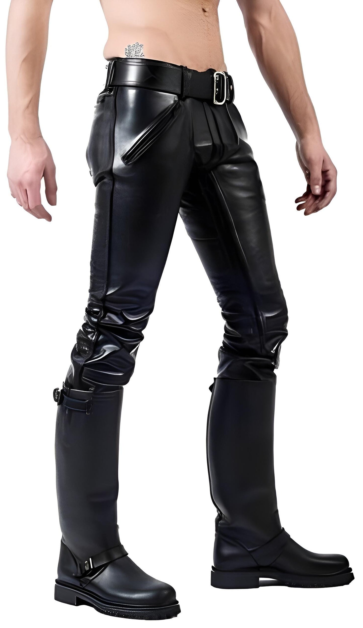 Handmade Black Sheep Leather Pants | Men's Slim Fit Jeans