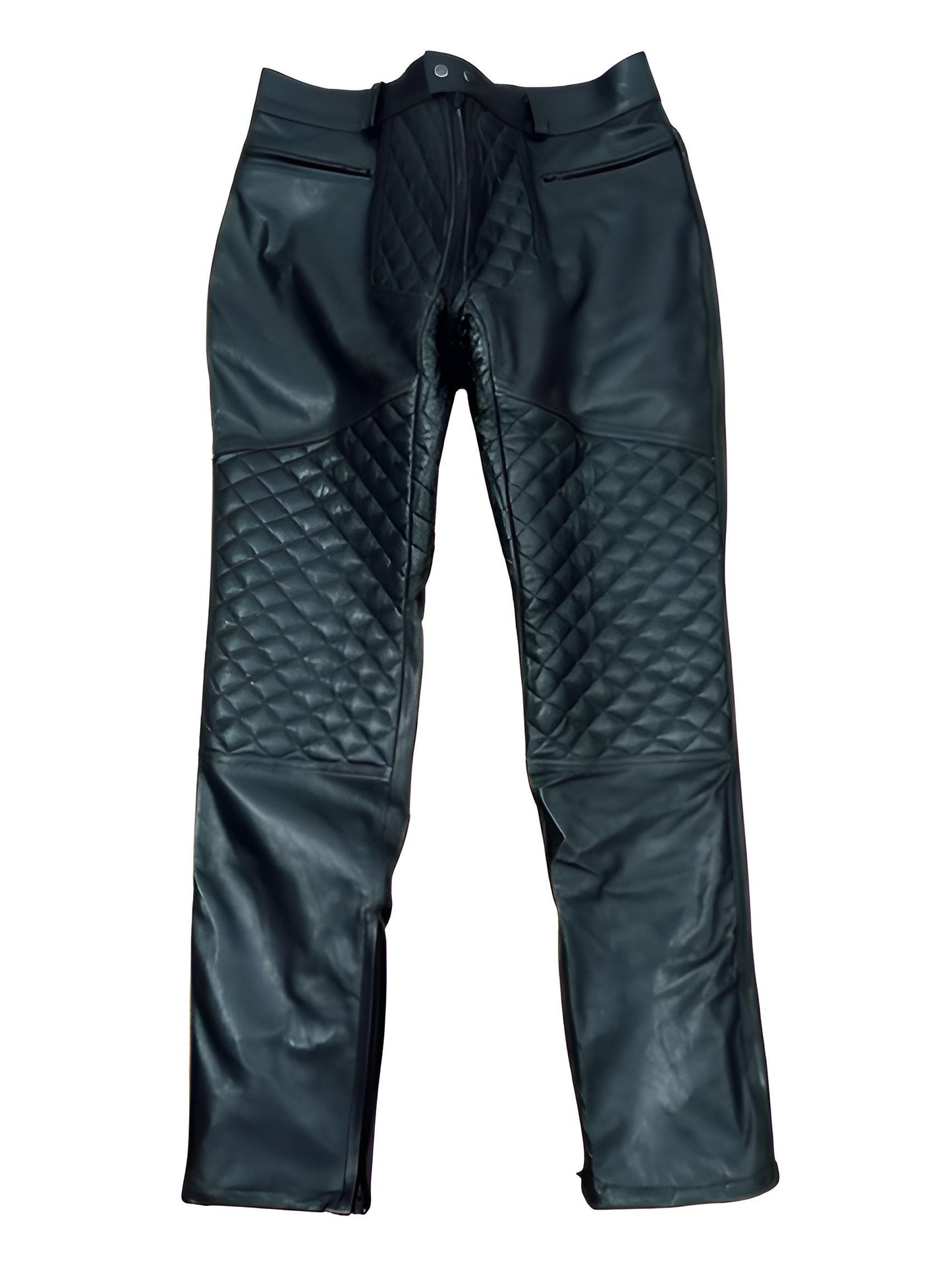 Handmade Black Leather Lace-Up Biker Pants | Gothic Rock Trousers