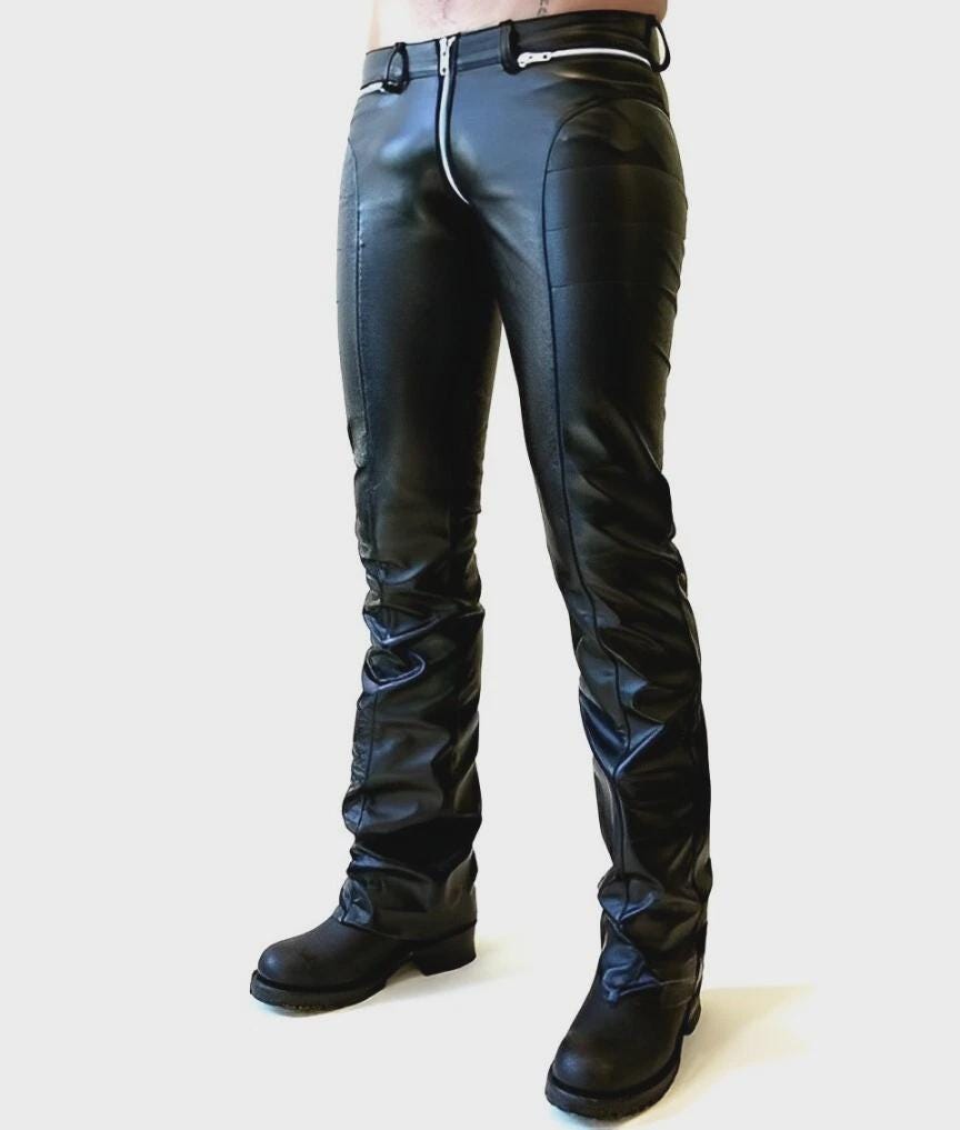Handmade Leather Biker Pants - Punk Gothic Style