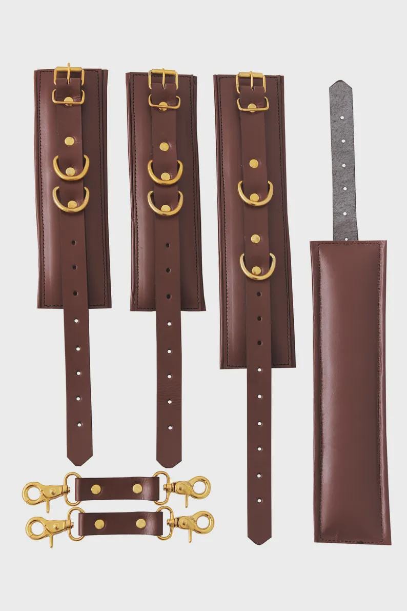 Premium Leather Restraint Cuffs Set 4-piece