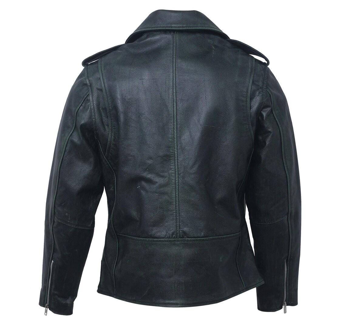 Handmade Cowhide Leather Biker Jacket | Slim Fit Punk Streetwear