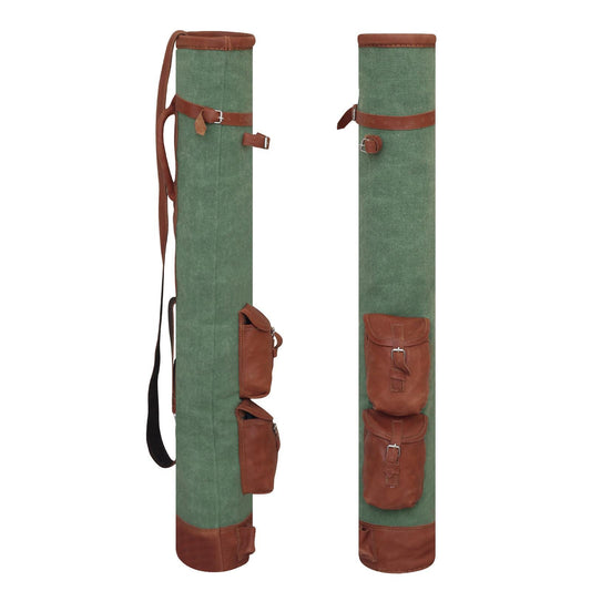 Canvas Sunday Golf Bag: Green & Tan Leather Trim, Pencil Carrier