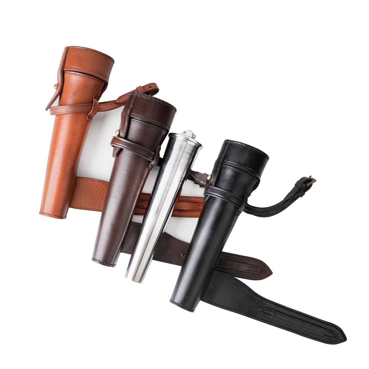 Leather Hunting Flask with Saddle Attach Case: Stainless Steel, Rustic Outdoor Accessory