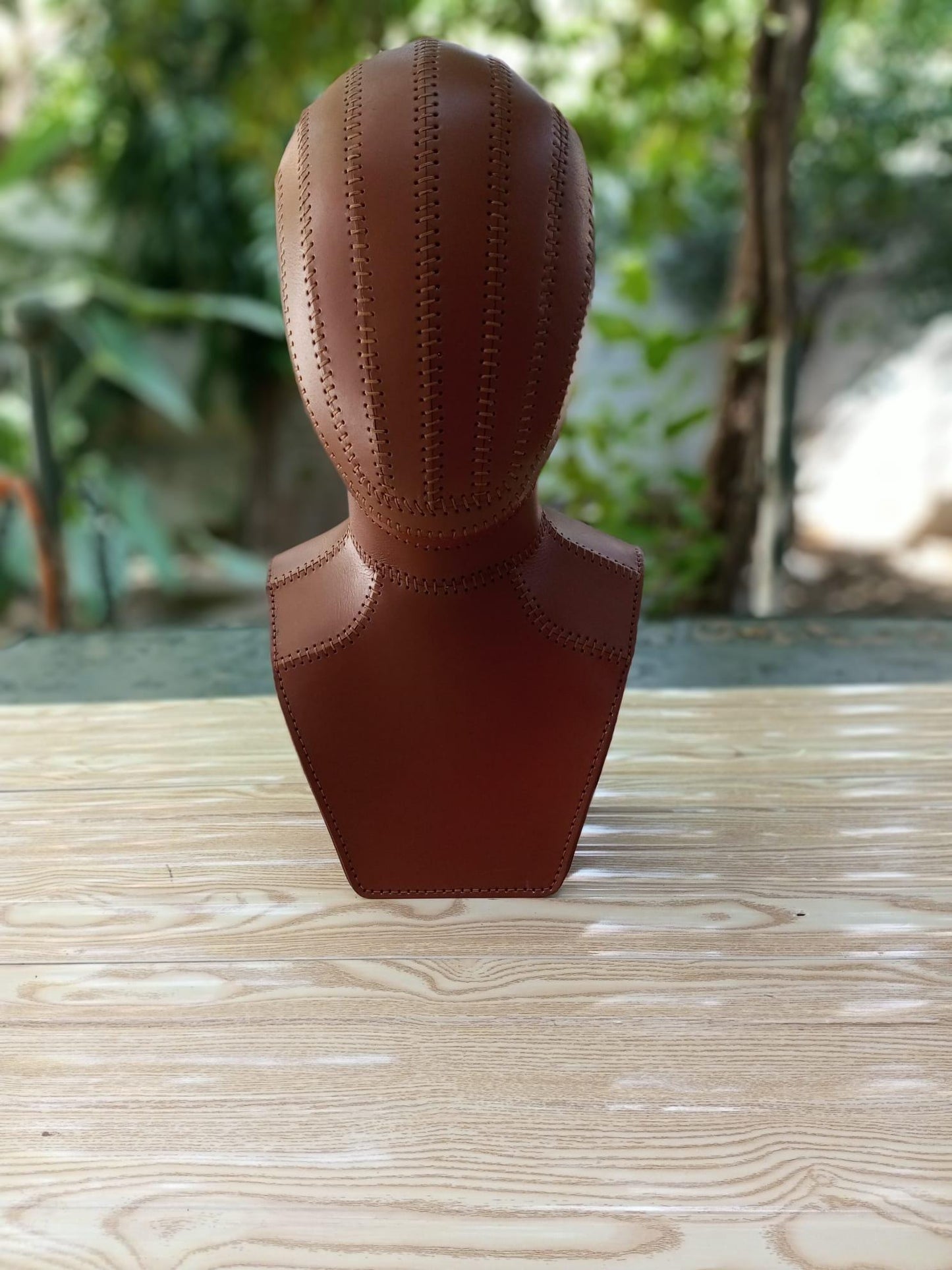 Handmade Leather Steampunk Mannequin Head: Vintage Style Display Bust