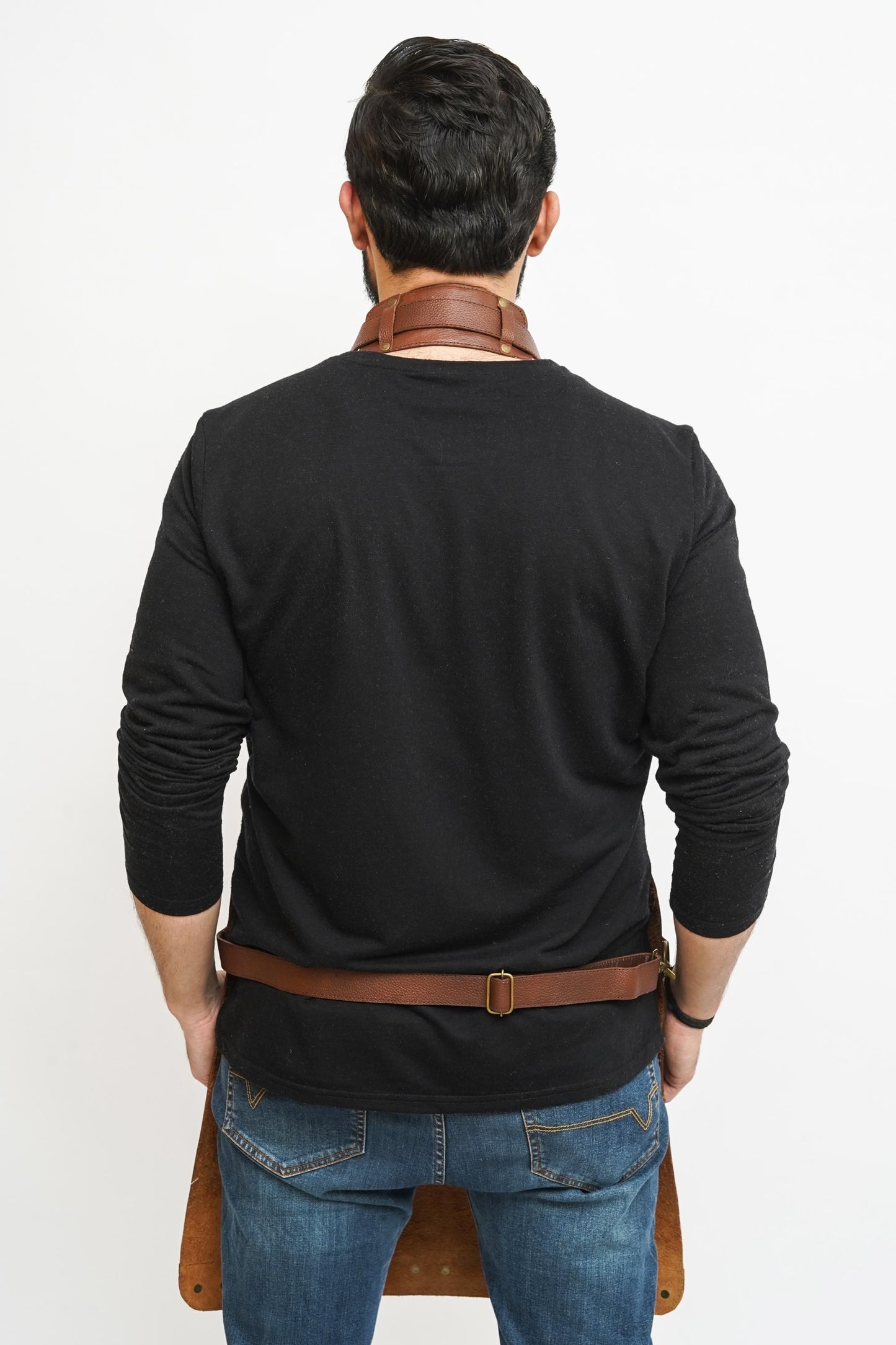 Full Grain Leather Apron: Woodworking, BBQ, Butcher - Adjustable Fit