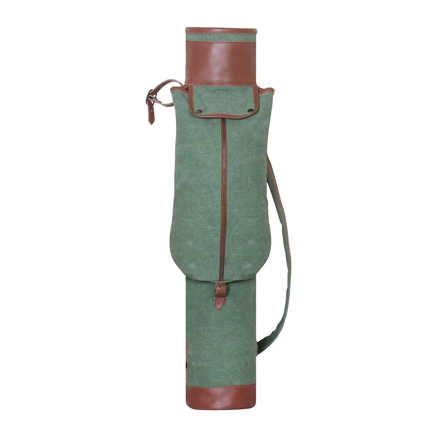 Canvas & Leather Sunday Golf Bag: Green Golf Club Carrier