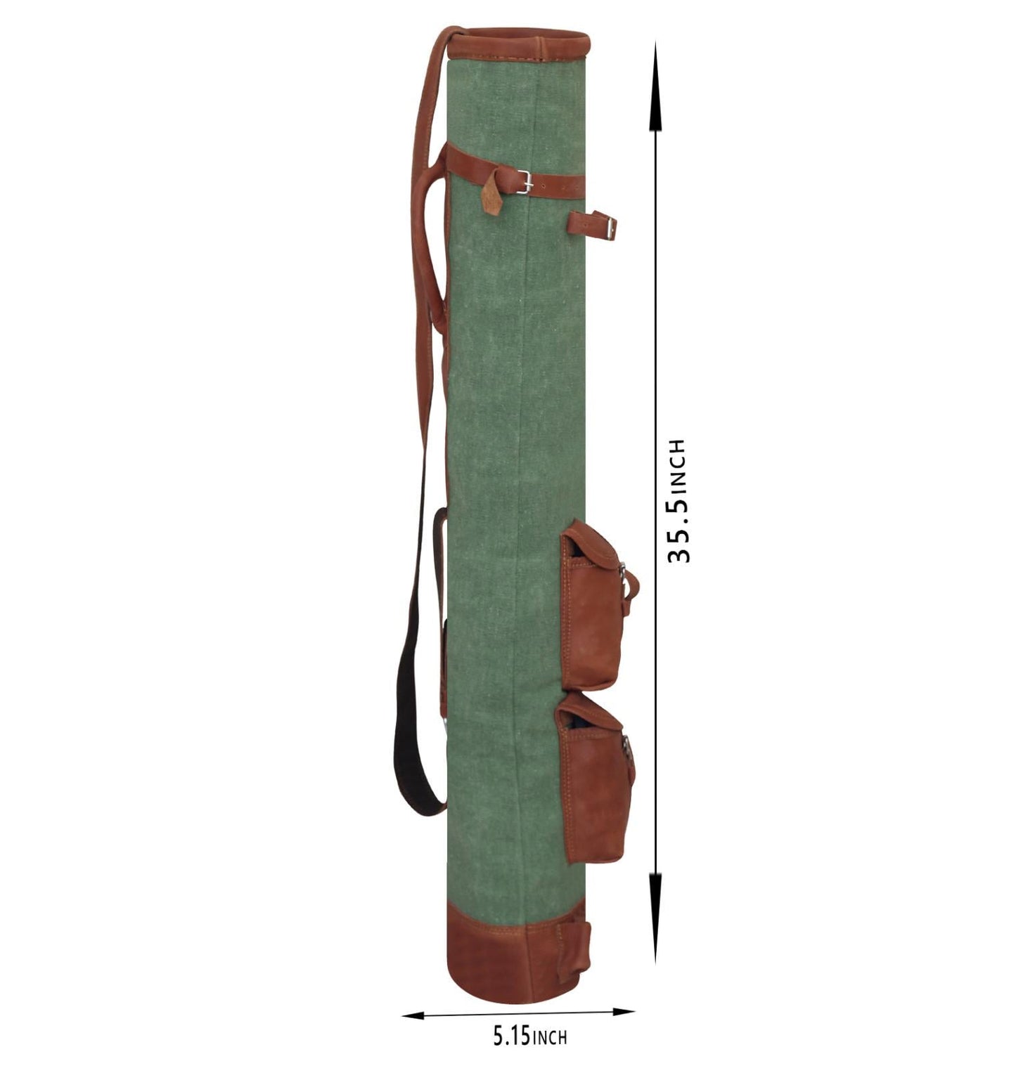 Canvas Sunday Golf Bag: Green & Tan Leather Trim, Pencil Carrier