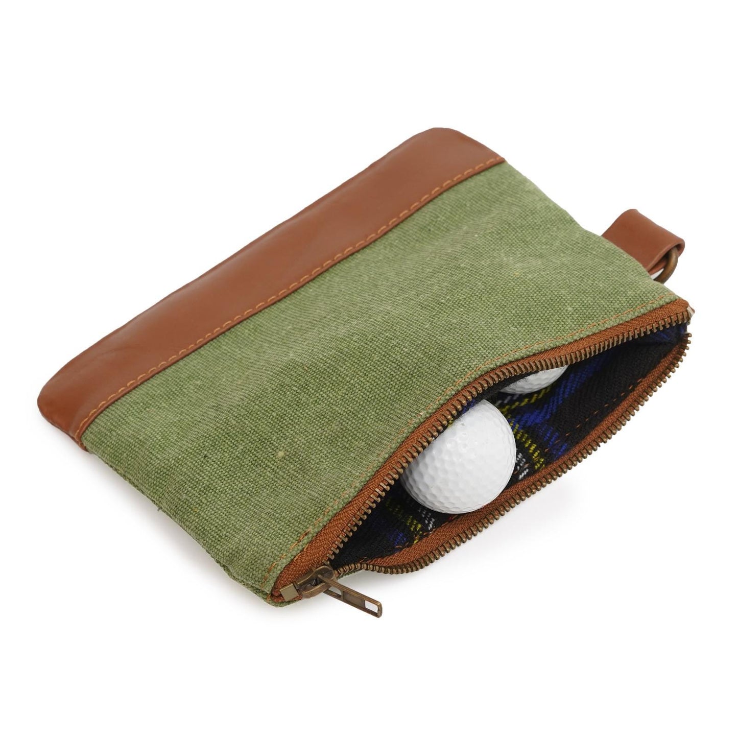 Handmade Canvas Leather Golf Pouch: Valuables Accessory Bag