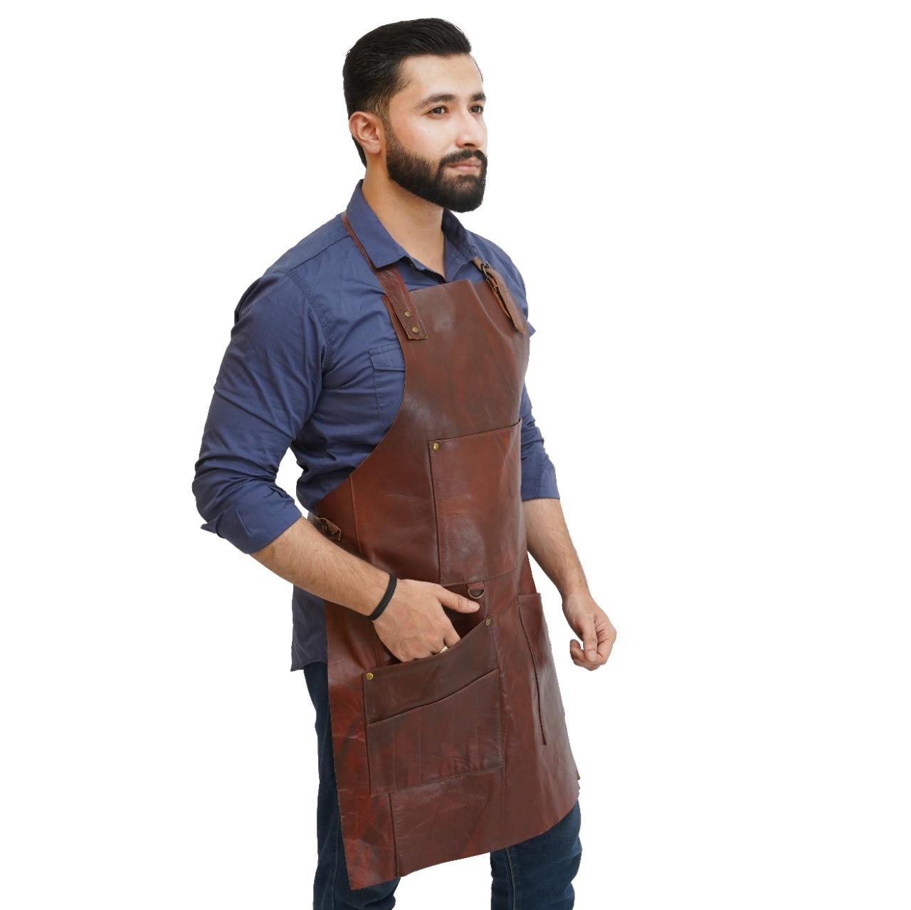 Handmade Leather Apron: Chef, BBQ, Woodworking - Adjustable Fit