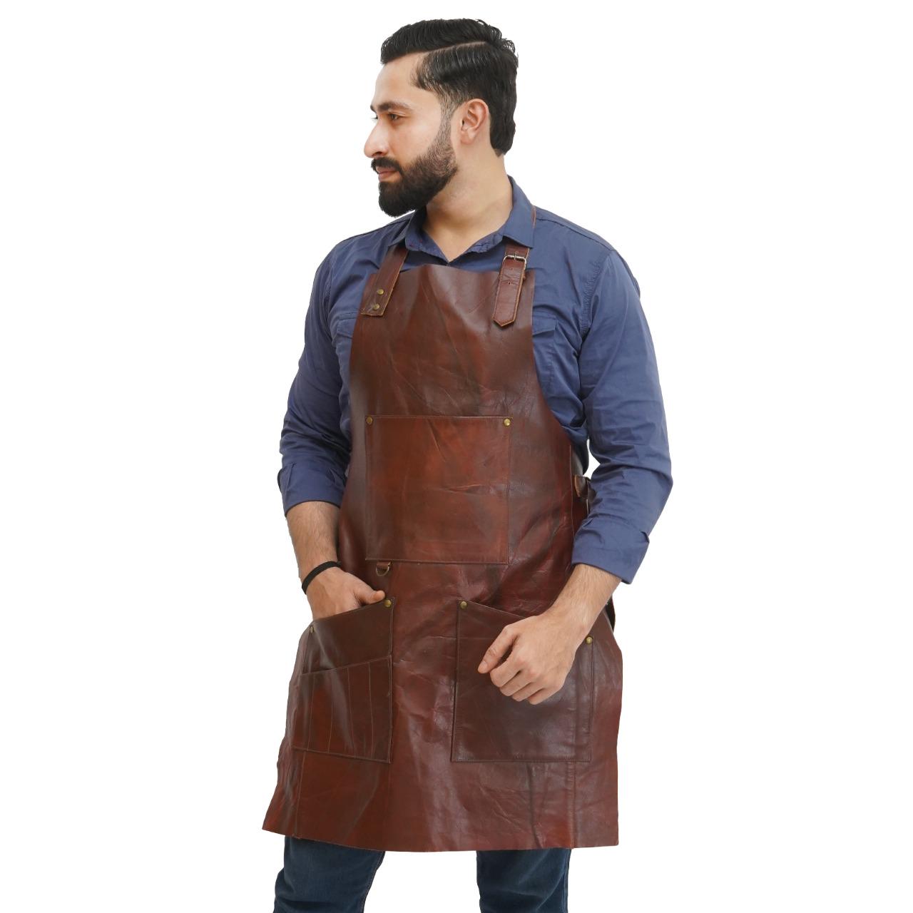 Handmade Leather Apron: Chef, BBQ, Woodworking - Adjustable Fit