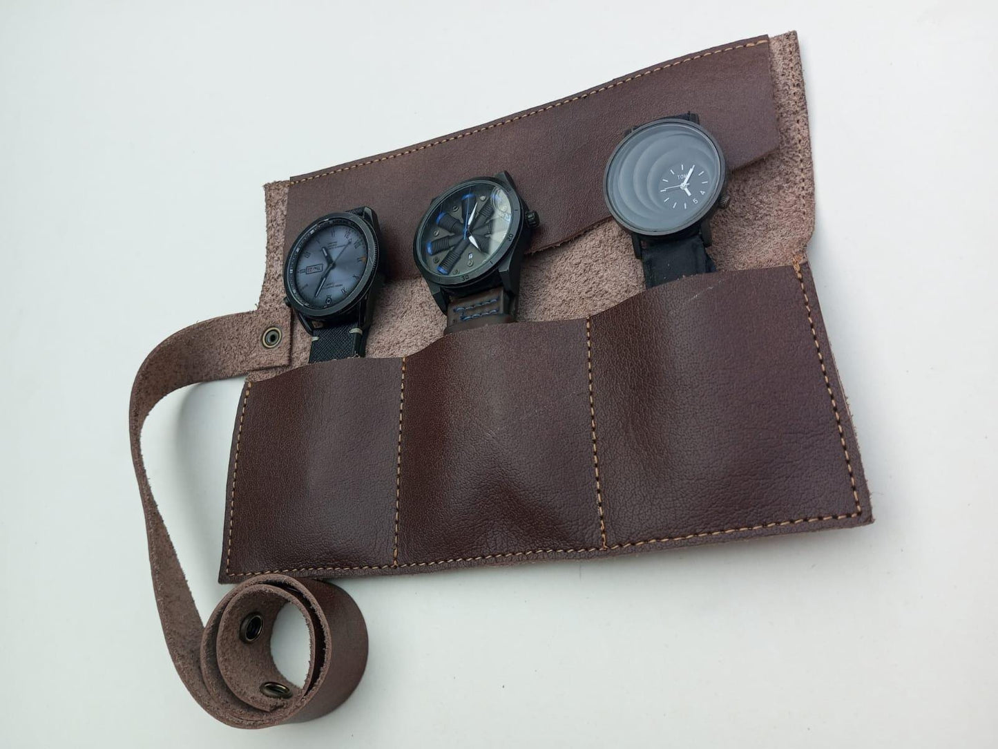 Personalized Leather Watch Roll: Travel Watch Case, Groomsmen Gift