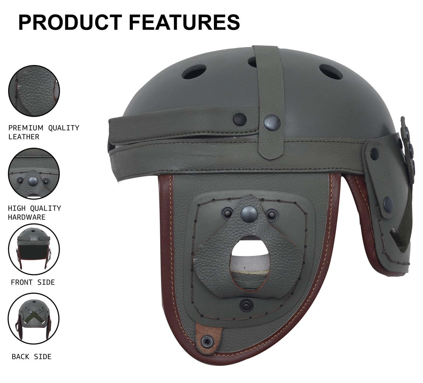 WWII M1938 Leather Tanker Helmet Replica: U.S. Army Reenactment