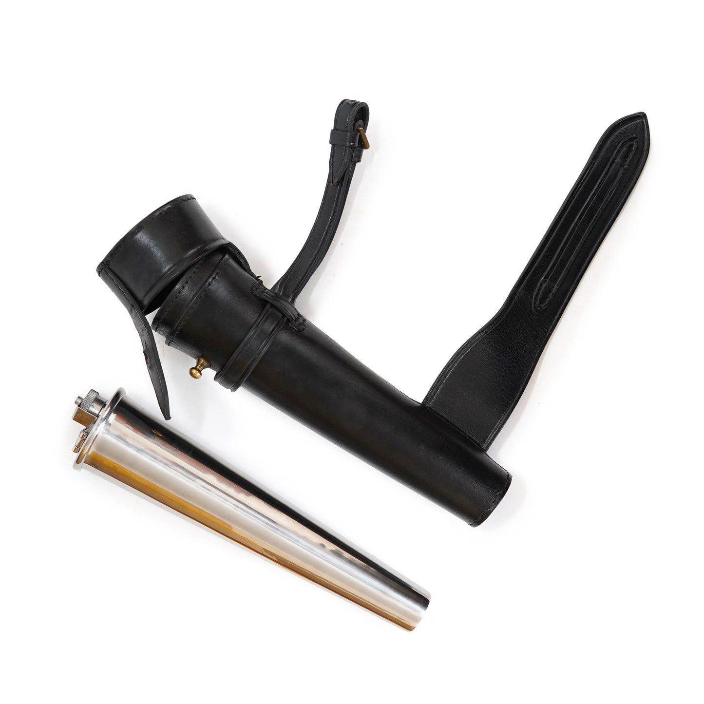 Stainless Steel Hip Flask with Genuine Leather Case, Equestrian Gift