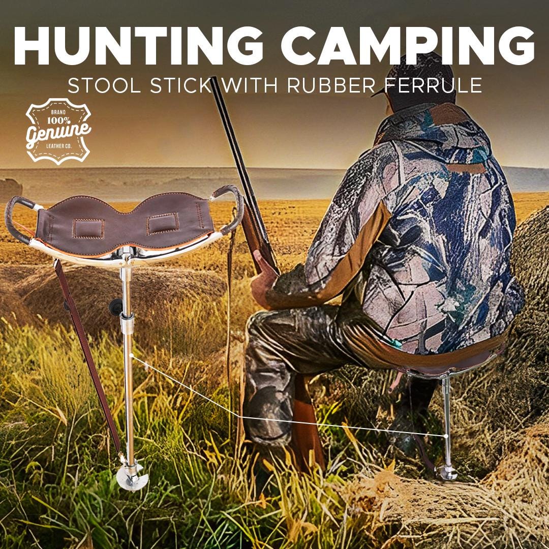 Genuine Leather Folding Camping Stool: Safari, Hiking, and Travel