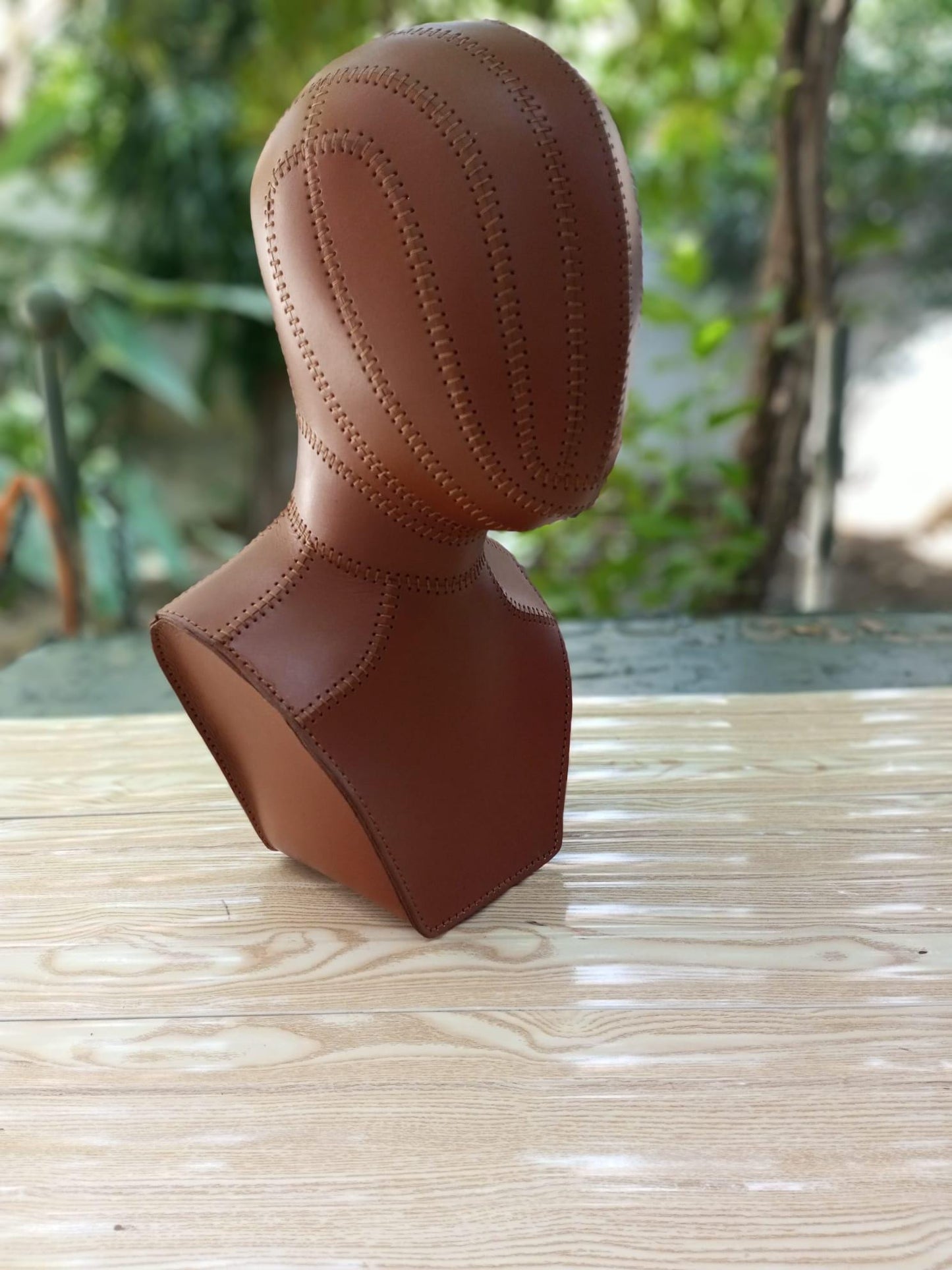 Handmade Leather Steampunk Mannequin Head: Vintage Style Display Bust