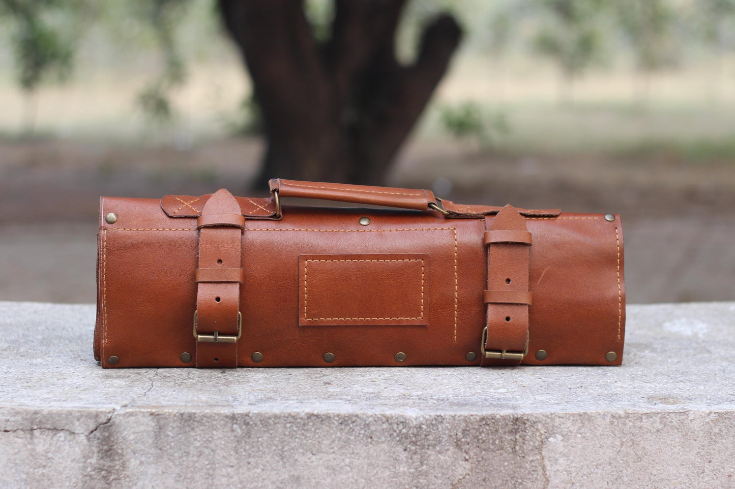 Personalized Leather Chef Knife Roll: Handmade Cowhide Storage Case