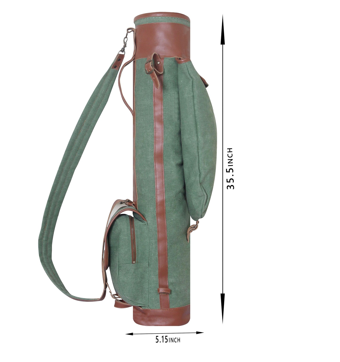 Canvas & Leather Sunday Golf Bag: Green Golf Club Carrier