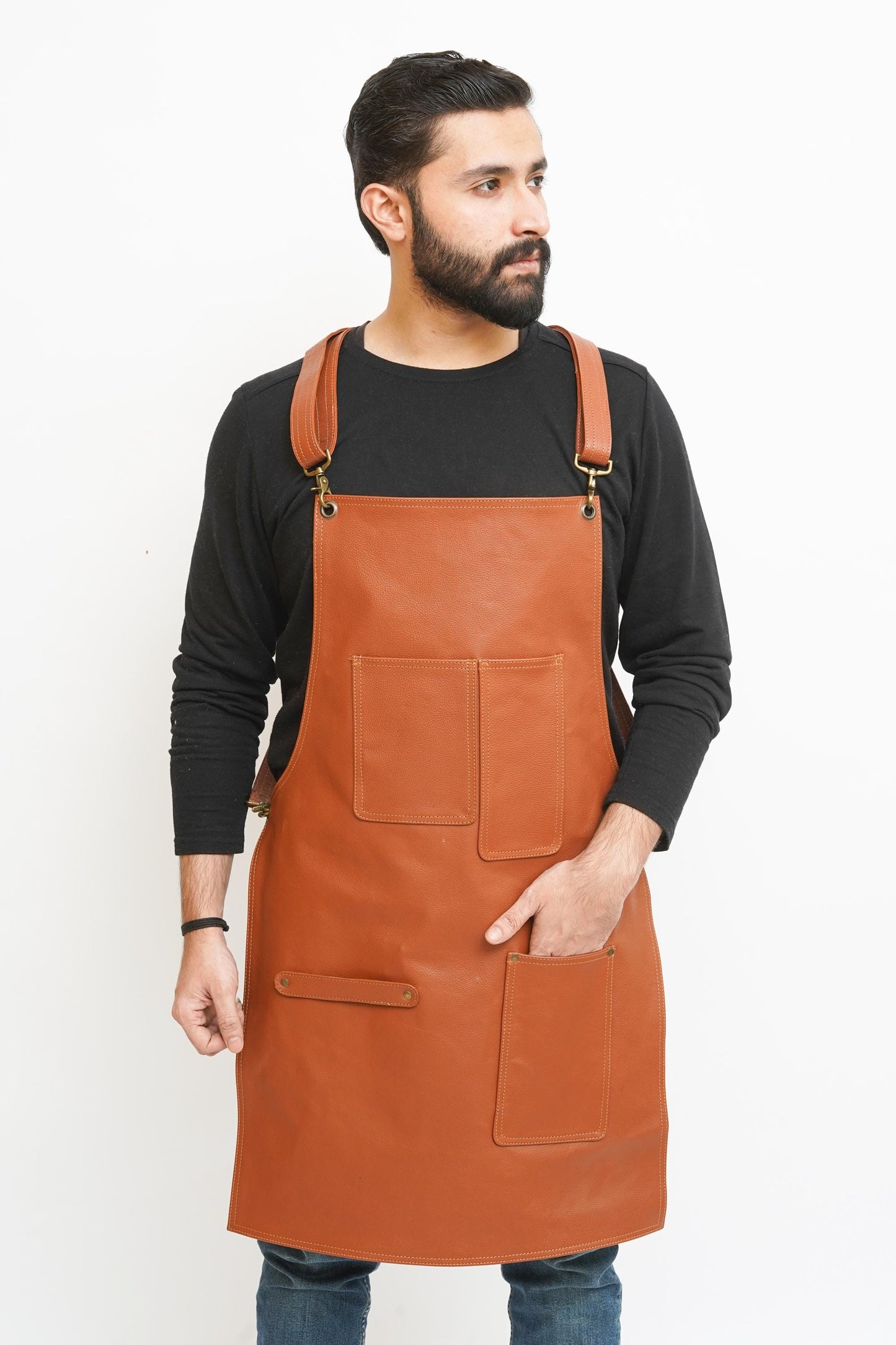 Handmade Full Grain Leather Apron: BBQ, Woodworking, Chef