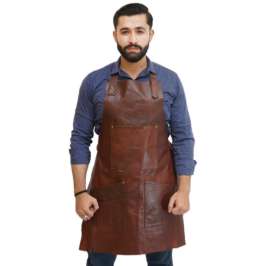 Handmade Leather Apron: Chef, BBQ, Woodworking - Adjustable Fit