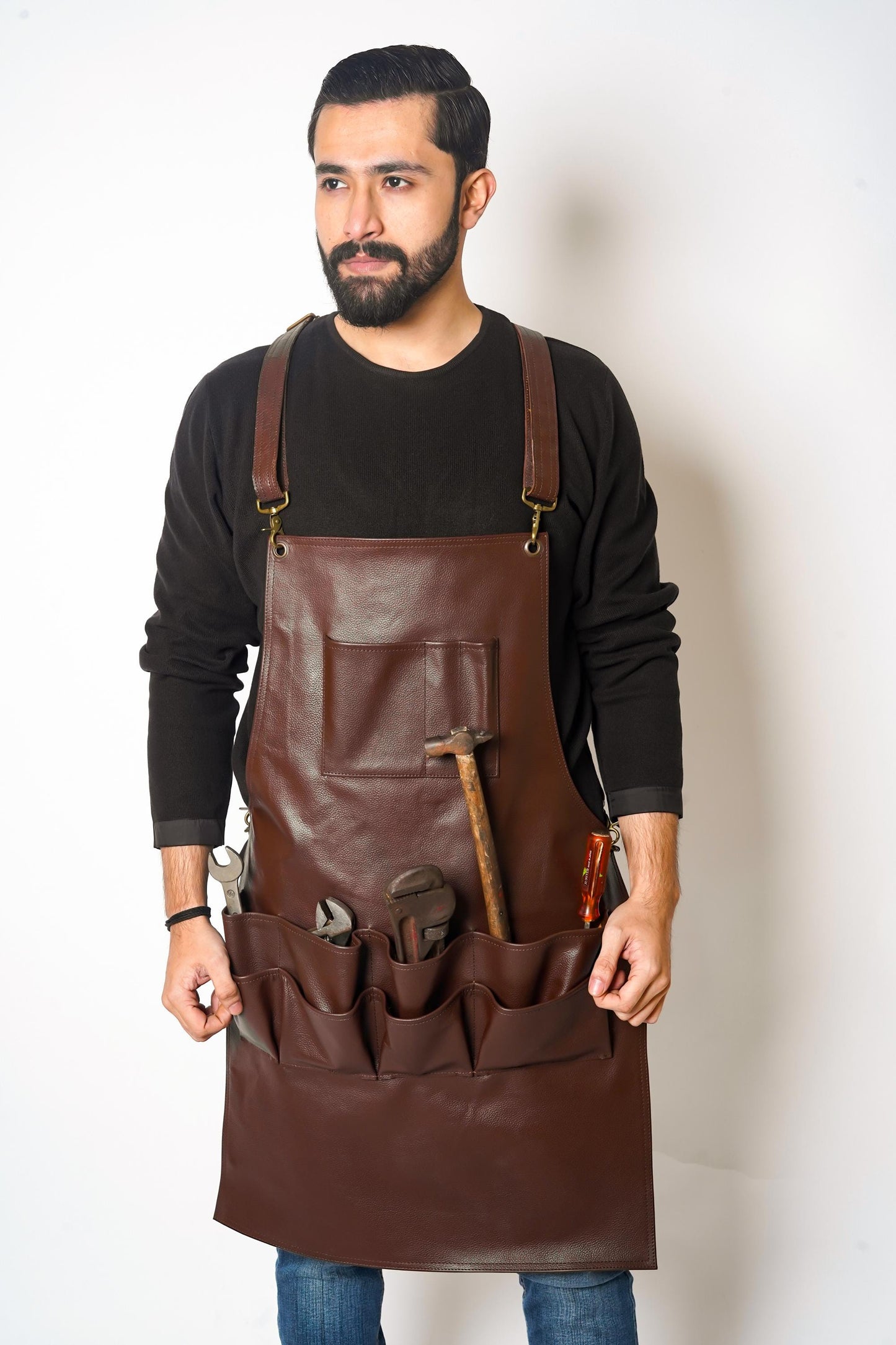Full Grain Leather Apron: Handmade Rustic Artisan Work Apron